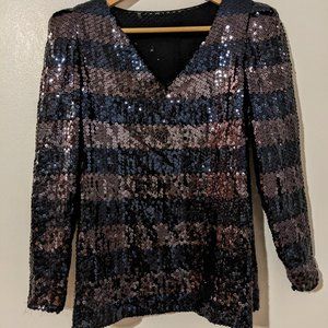 Vintage 80s Sequin Striped Blouse